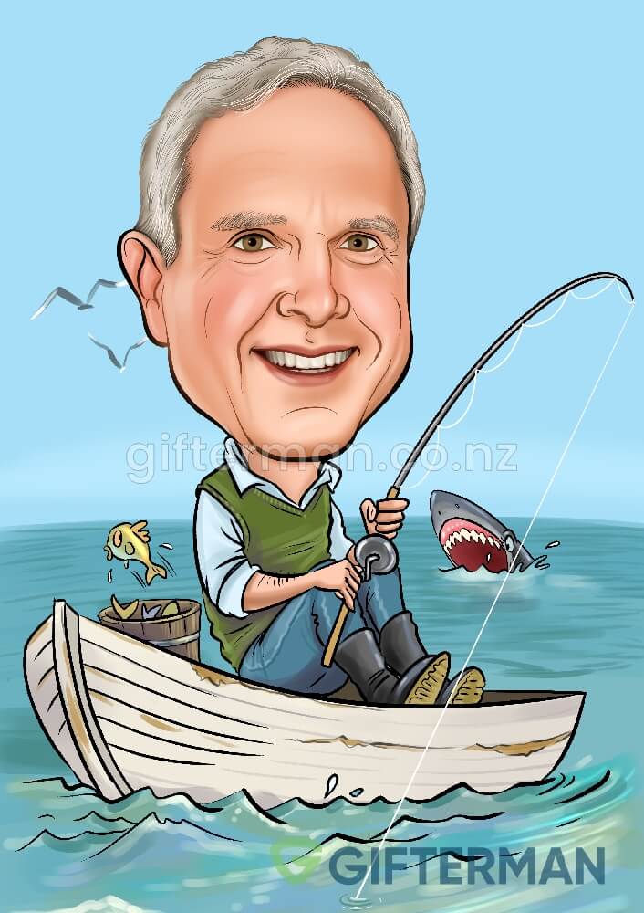 Fisherman Caricature From Your Photos, Custom Hobbies Caricatures