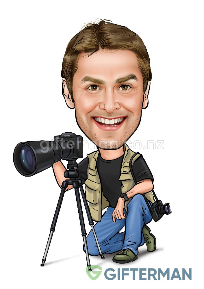 Photographer Caricature From Your Photos, Custom Character Caricatures