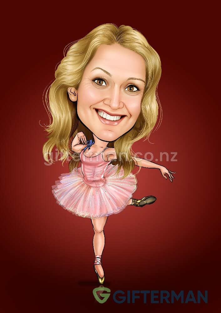 Ballerina Caricature From Your Photos, Custom Character Caricatures