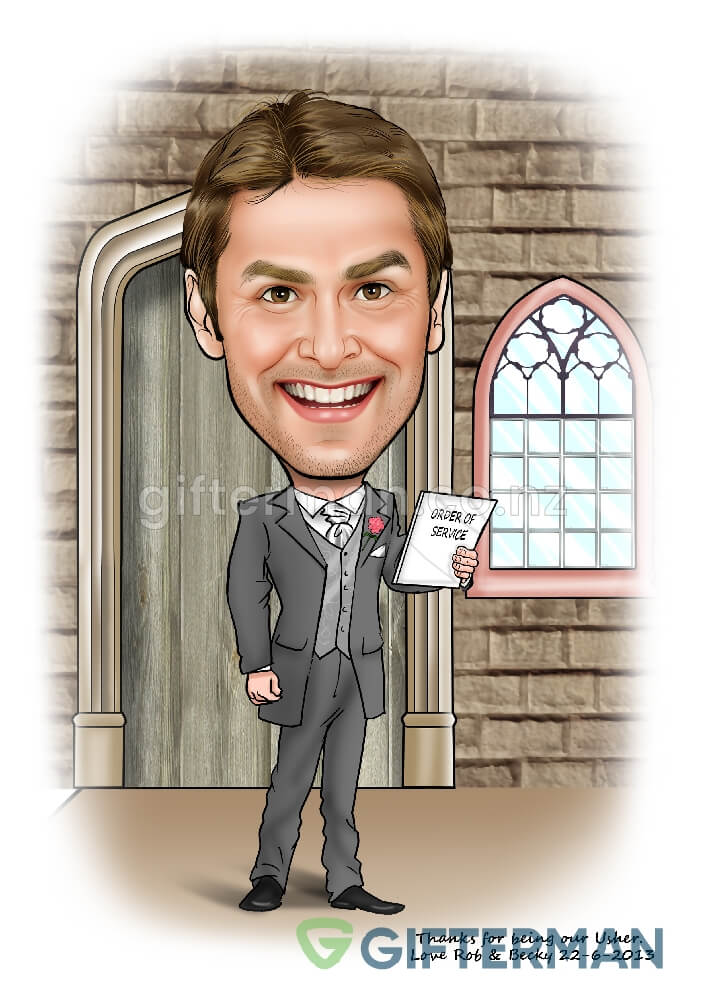 Bestman Caricature From Your Photos, Custom Wedding Caricatures