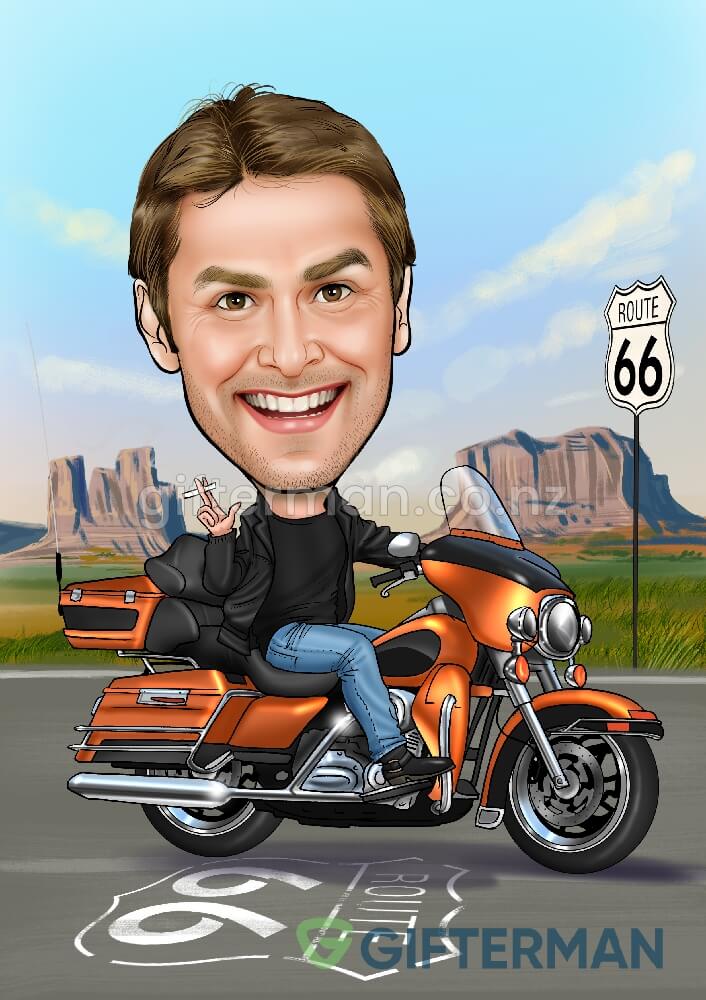 Harley Davidson Bike Caricature From Your Photos, Custom Caricatures