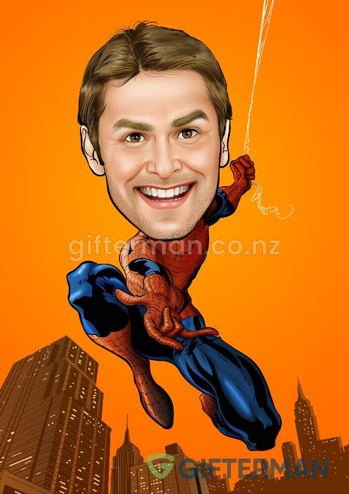 Spiderman Caricature From Your Photos, Custom Character Caricatures