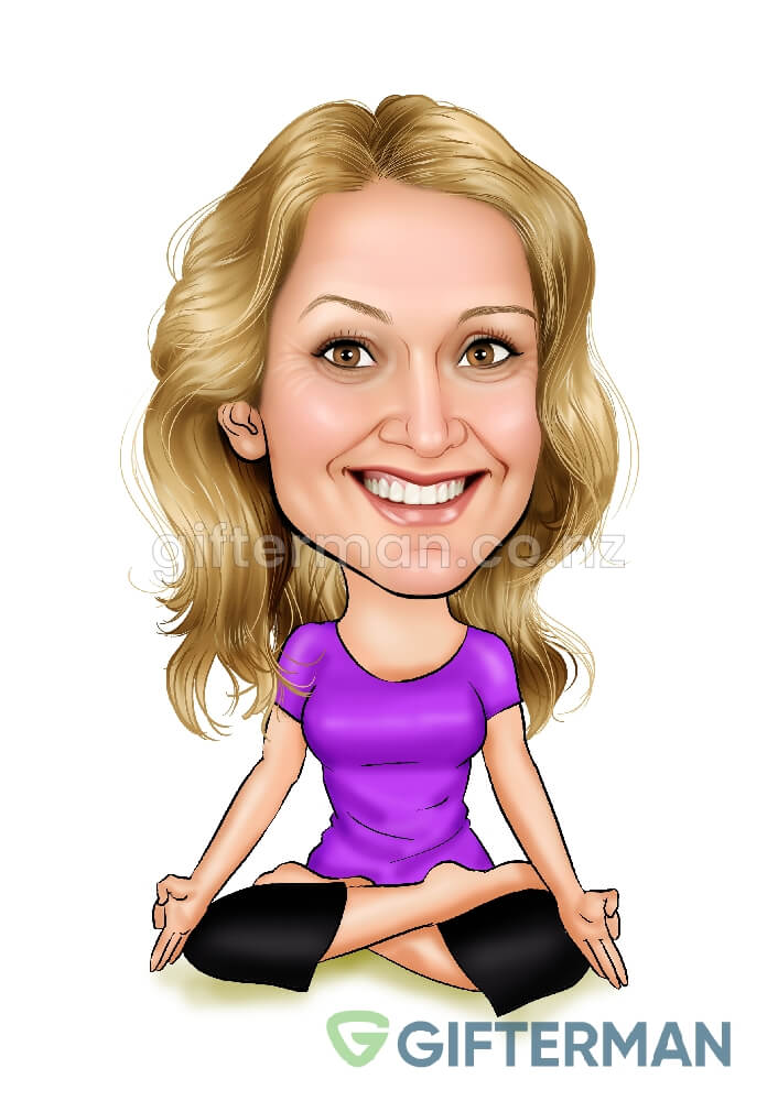 Yoga Lady Caricature From Your Photos, Custom Character Caricatures