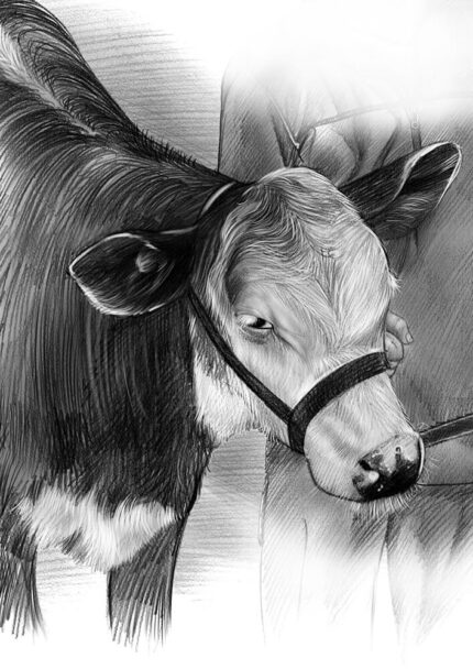 Custom Horse & Farm Pets Portrait From Your Photos, Memorial Sepia Drawing-1