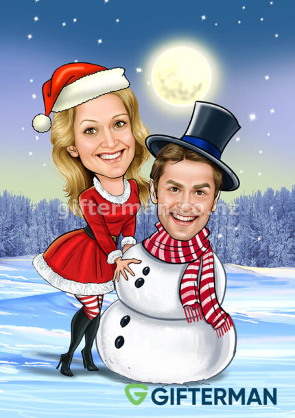 cc6 snowman couple caricature 430x609