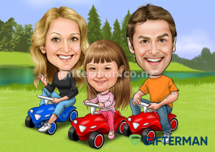 Toy Racer Family Caricature From Your Photos, Ladybug Caricature