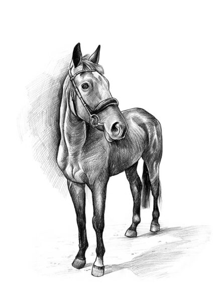 Custom Horse & Farm Pets Portrait From Your Photos, Memorial Sepia Drawing