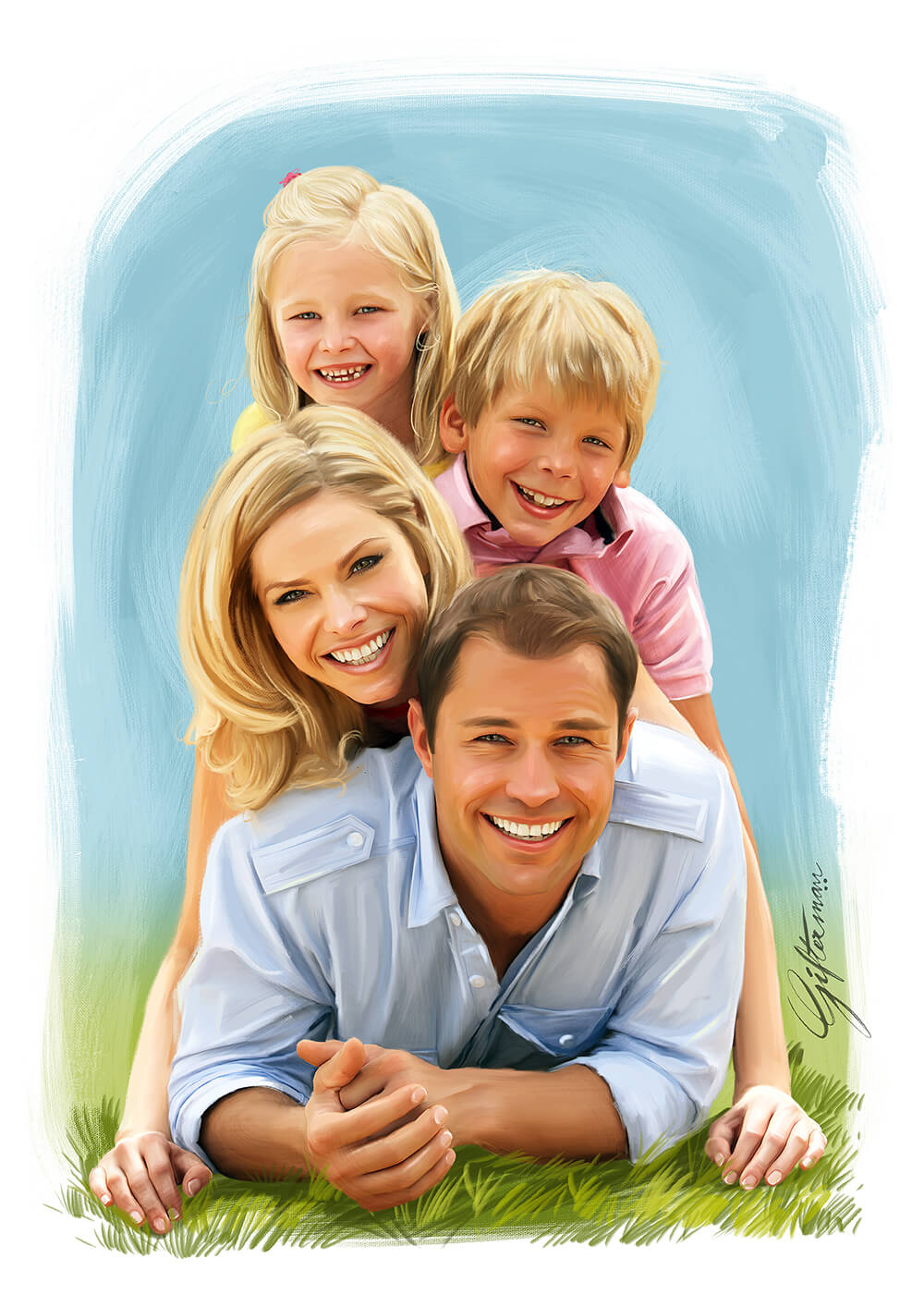 Custom Family Portrait From Your Photos, Custom Portraits
